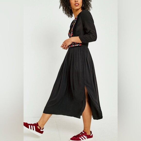 Free People Flora Embroidered Floral Midi Dress Black - Picture 3 of 14